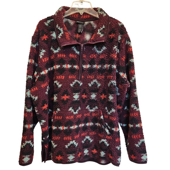 Wrangler Retro 3XL Pullover Aztec Sherpa Fleece Quarter Zip Sweater - Picture 1 of 3